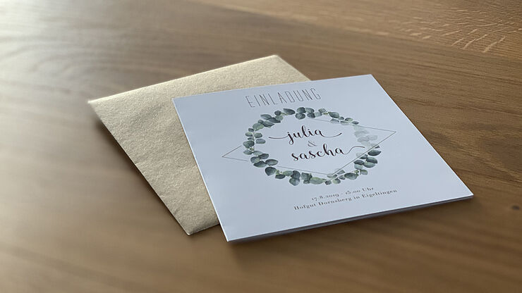 Einladungskarte zur Hochzeit von Julia & Sascha