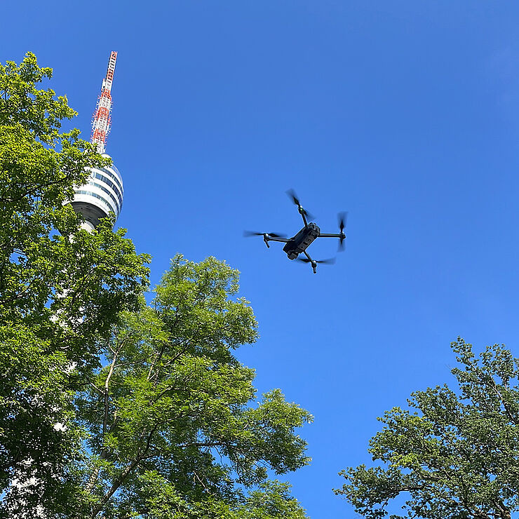Mit der Drohne am Stuttgarter Fernsehturm